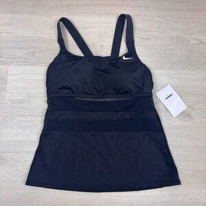 Nike Swim Tankini Square Neck Womens Medium Black Mesh NEW